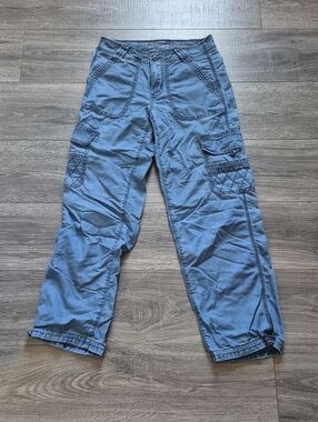 American Eagle Outfitters Womens Baggy Jogger Blue Cargo Pants with Pockets